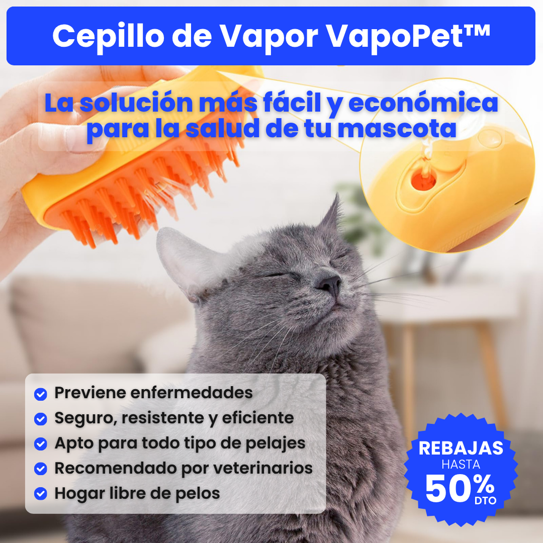 Cepillo de Vapor VapoPet™ | Protege la salud de tu mascota mientras cuidas su pelaje.