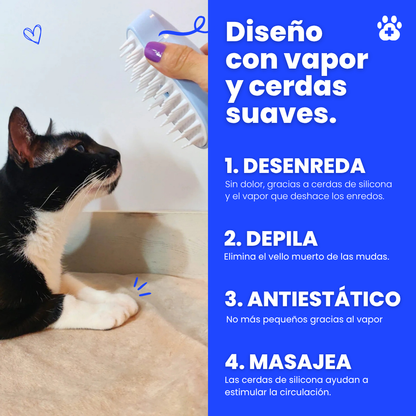 Cepillo de Vapor VapoPet™ | Protege la salud de tu mascota mientras cuidas su pelaje.