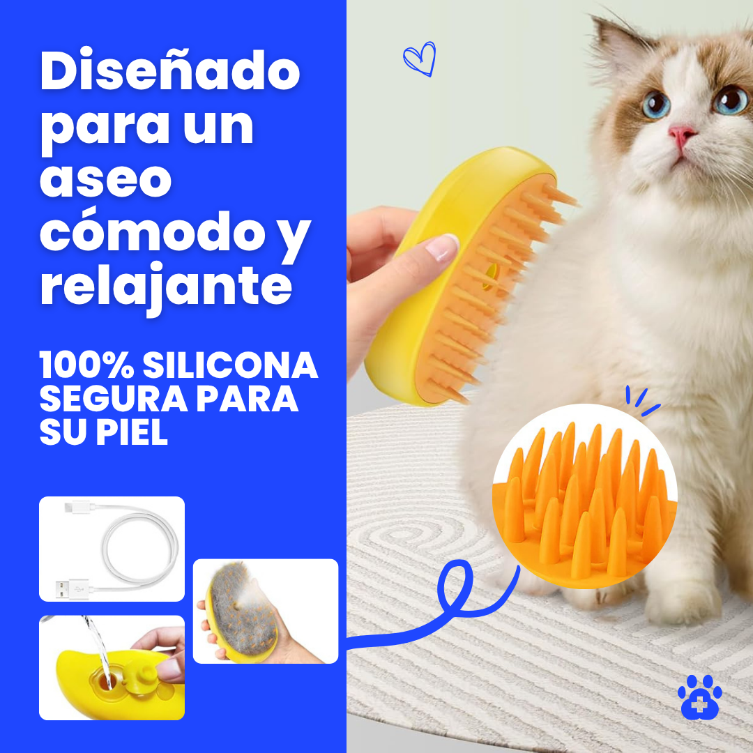 Cepillo de Vapor VapoPet™ | Protege la salud de tu mascota mientras cuidas su pelaje.