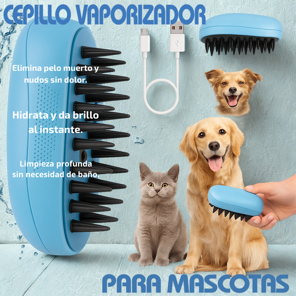 1 + 1 GRATIS | Cepillo Vaporizador para Mascotas 3 en 1