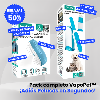 Pack VapoPet™ | Cepillo de Vapor + Kit Quita pelusa ¡La solución instantánea para las pelusas!